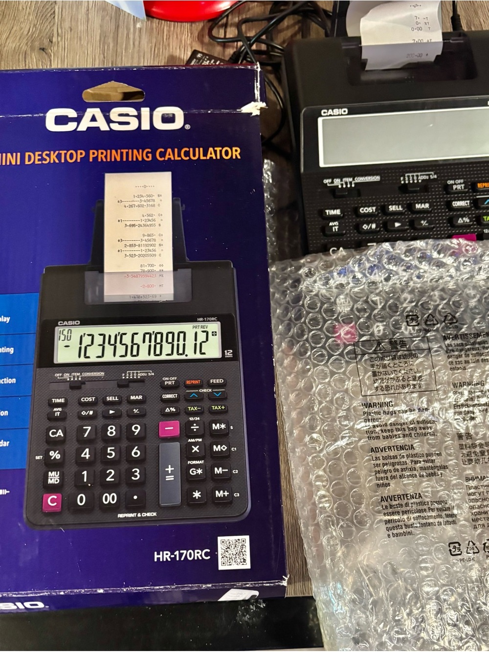 Casio white user manual with folded receipt insert